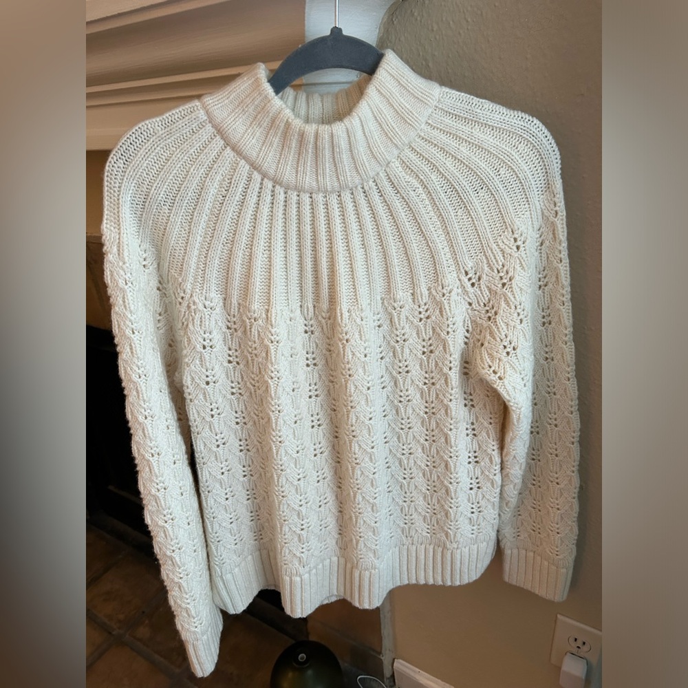 Madewell Wool Blend White Chunky Sweater